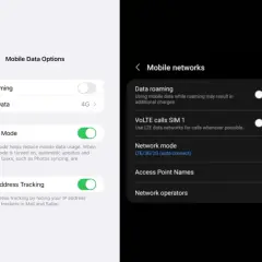 Ustawienia roamingu danych na iPhone i Samsung Galaxy. Możliwość włączenia roamingu danych, trybu niskiego zużycia danych i śledzenia IP.