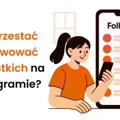 Dziewczyna przegląda listę "Following" na Instagramie, zastanawiając się, jak odobserwować wszystkich.
