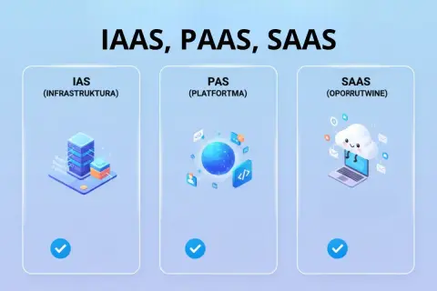 Trzy rodzaje chmur internetowych: IaaS (infrastruktura), PaaS (platforma) i SaaS (oprogramowanie).