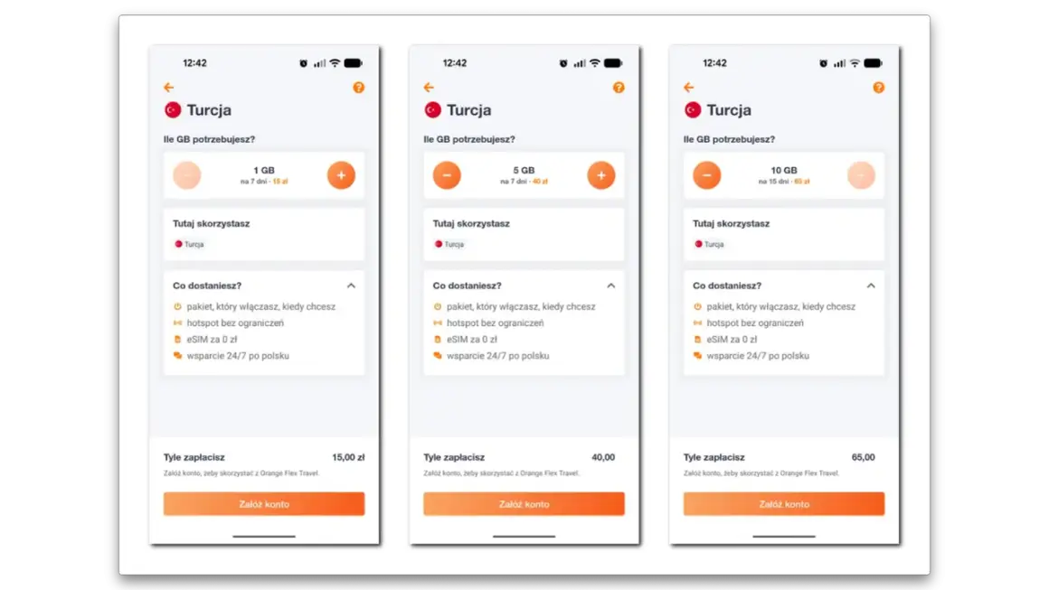Orange Turcja: wybierz pakiet internetowy od 1 GB do 10 GB na wakacje.
