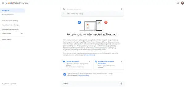 Zarządzaj swoją aktywnością w Google, aby wyczyść historię przeglądania Google. Możesz usuwać wpisy ręcznie lub włączyć automatyczne usuwanie.