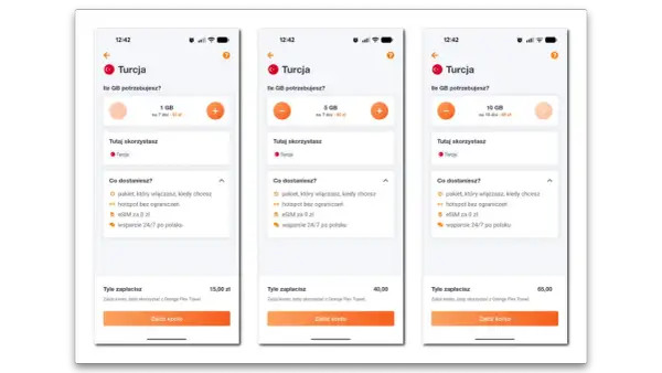Orange Turcja: wybierz pakiet internetowy od 1 GB do 10 GB na wakacje.